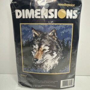 Dimensions WOLF 5" x 5" Needlepoint Kit Craft Wildlife Animal Vintage 1998 NEW‎